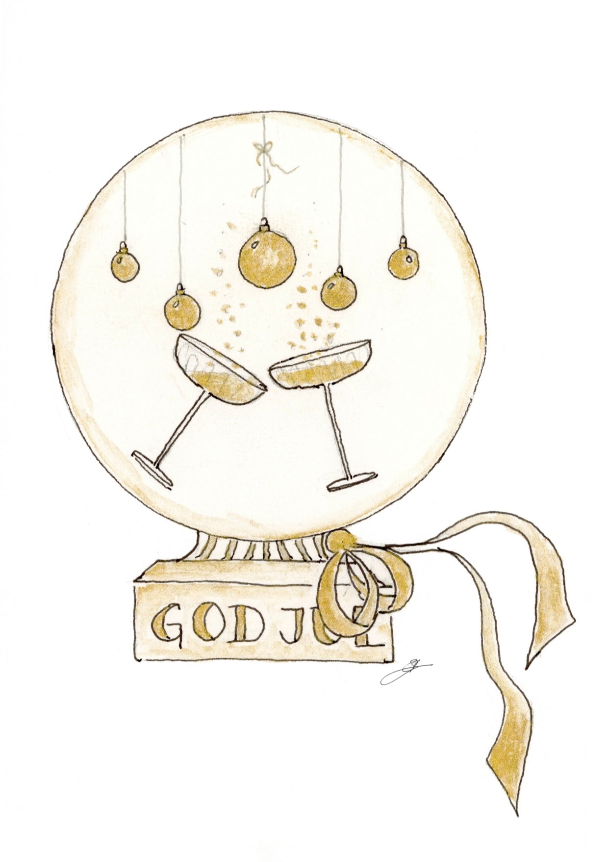 "Jule-kolleksjonen" glass i snø-kule